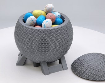 Geodesic Sphere Ball Model Cookie Jar / Candy Dish With Lid | Storage Treat Pet Bowl Collectible Gift Idea Counting Game
