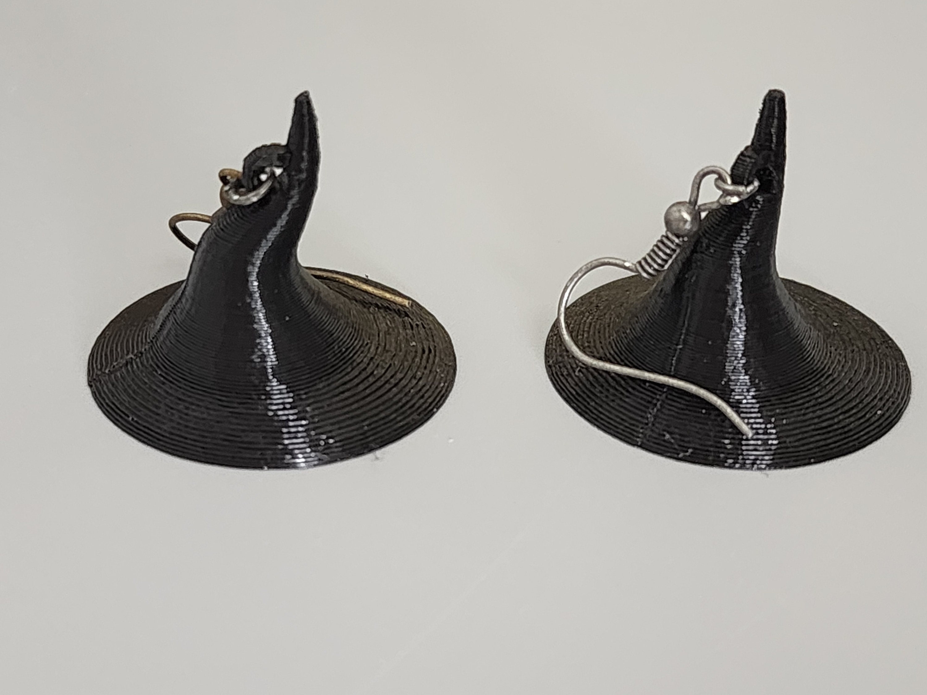 Spooky Scary Witch Hat Happy Witchy Halloween Statement Handcrafted Gift Gothic Boho Black Earrings Lanyard Leverback Charm Keychain Clipon