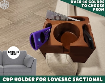 Ultimate Lovesac Sactional Hold-It-All Couch Sidekick - Compatible con LADOS ANGULADOS / Portavasos Bandeja de accesorios de almacenamiento remoto para teléfonos inteligentes