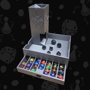 Portable Magnetic Dice Tower Box | Holder Storage Tray Gift Idea Roller Board Game D&D Pathfinder Catan War Mini Gaming Accessory Modular