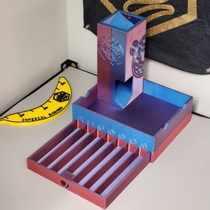 Portable Magnetic Dice Tower Box | Holder Storage Tray Gift Idea Roller Board Game D&D Pathfinder Catan War Mini Gaming Accessory Modular