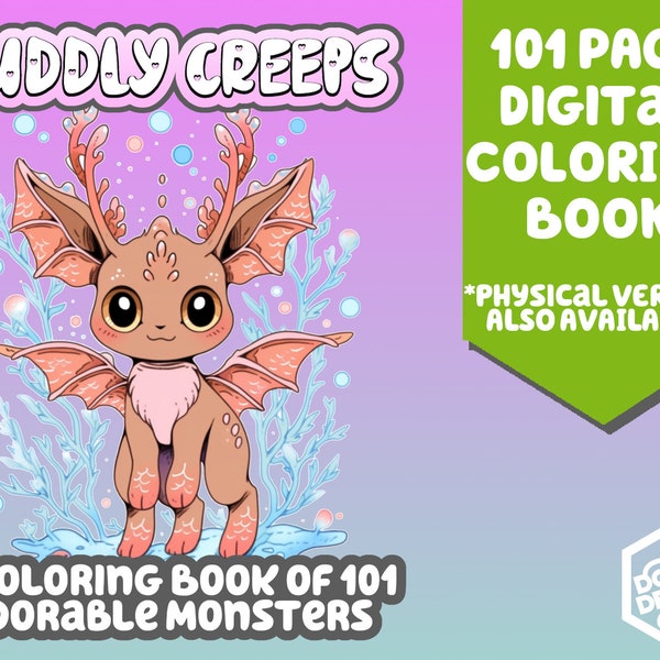 Printable Coloring Book: Cuddly Creeps - 101 Adorable Monsters | Amazing One Sided Creepy Chibi Horror Creepy Kawaii Cute Designs Patterns