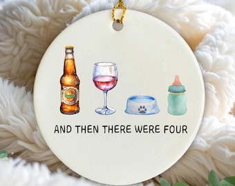 New Parents Ornament, Pet Parents New Baby Ornament, And Then There Were Four, Growing Family Ornament