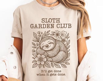 Sloth Garden Club Vintage Style Shirt Gift For Gardener, Plant Lover Sweatshirt
