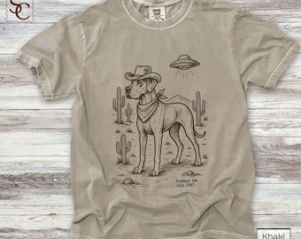 Western Great Dane Spaceship Roswell 1947 Tshirt, Retro Cowboy Great Dane Dog UFO Shirt Comfort Colors