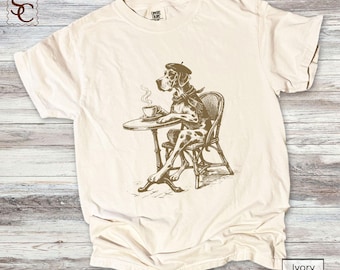 Great Dane Coffee Shirt Funny Retro Great Dane Lover Comfort Colors Tee