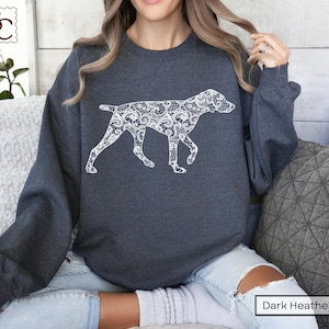 German Shorthaired Pointer Sweatshirt Printed Lace Silhouette GSP Mom Pullover New Pointer Dog Mom Sweater