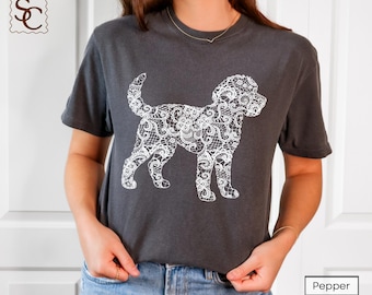Labradoodle Printed Lace Silhouette Shirt Comfort Colors Doodle Dog Mom Tshirt