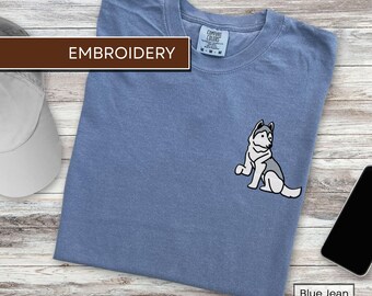 Alaskan Malamute Embroidered Shirt Pocket Design Malamute Lover Tee