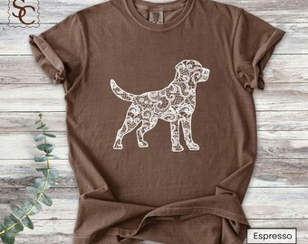 Labrador Retriever Printed Lace Silhouette Shirt Comfort Colors Lab Mom Tshirt