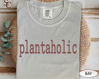Plantaholic Minimalist Shirt, Retro Typewriter Comfort Colors® Plant Addict Shirt