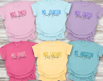 Comfort Colors® Custom Teacher Grade Shirts, Back to School Staff Matching Tshirts, Teacher Team Tees