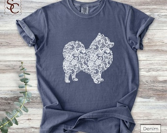 Pomeranian Printed Lace Silhouette Shirt Comfort Colors Pom Dog Mom Tshirt