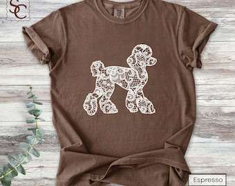 Poodle Printed Lace Silhouette Shirt Comfort Colors Poodle Mom Tshirt