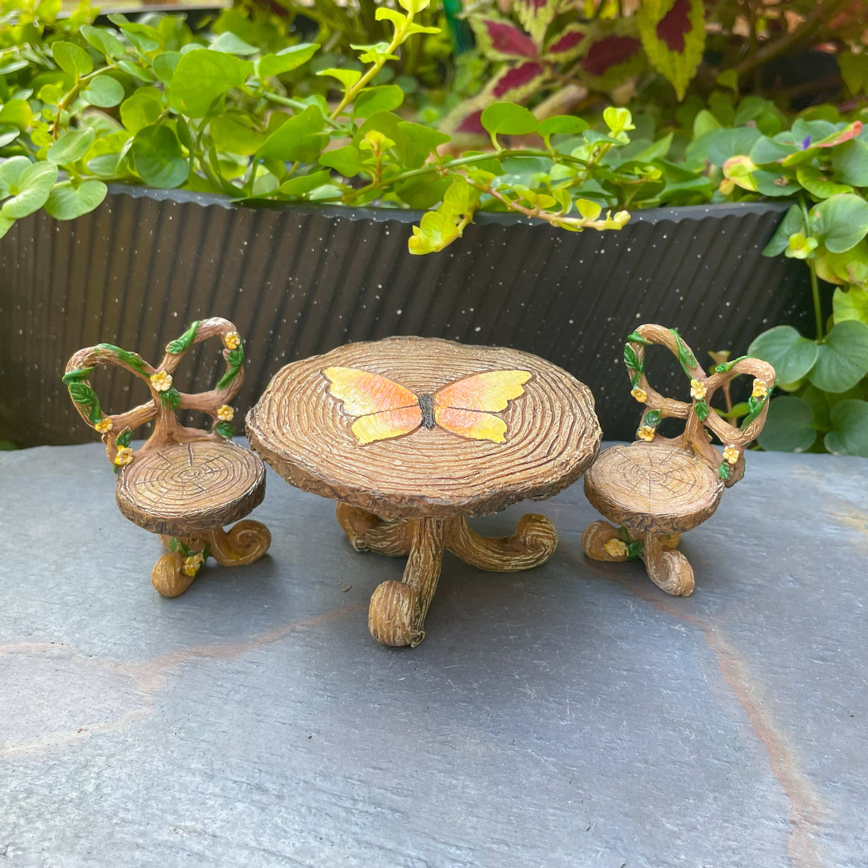 A Set of 5pcs Fairy Garden Accessories Miniature Chairs, Table and