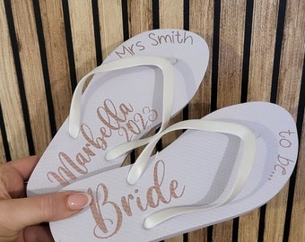 Personalised Bride to be flip flops