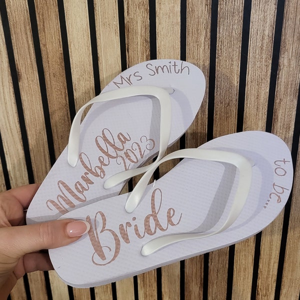 Personalised Bride to be flip flops