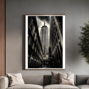 Black and white digital photo of the Empire State Building in New York.
