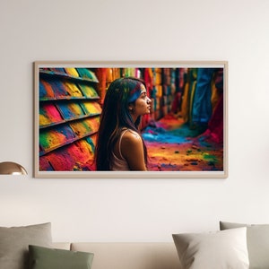 Digital image of a woman in an Indian market — JPG 300 dpi printable art