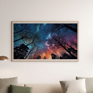 Digital image of a starry, night, colorful sky