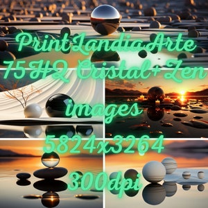 75 digital images of zen and crystal environments, relaxing, high definition, HQ, 300dpi, commercial use, for printing