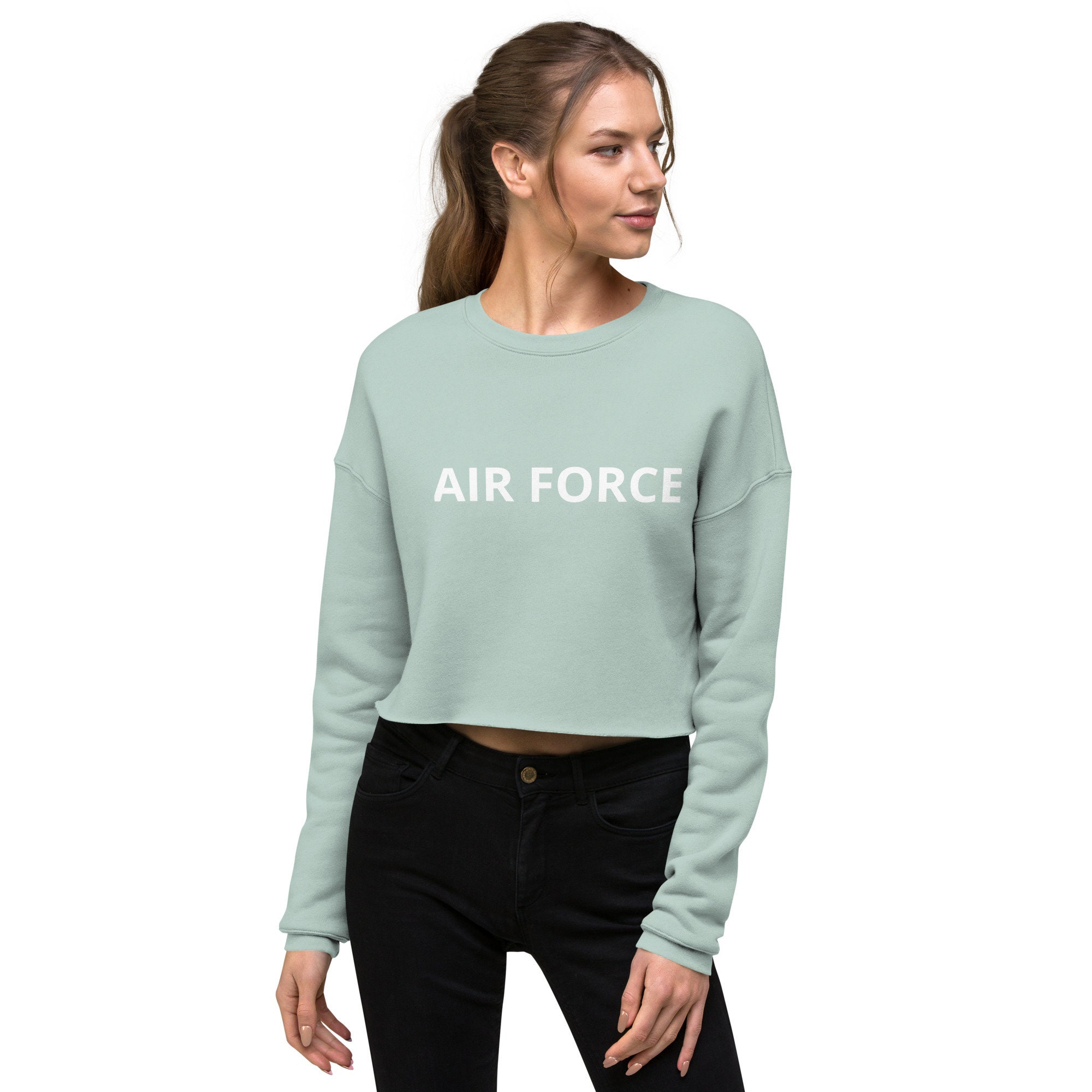 Women s Crop Air Force Sweatshirt Etsy