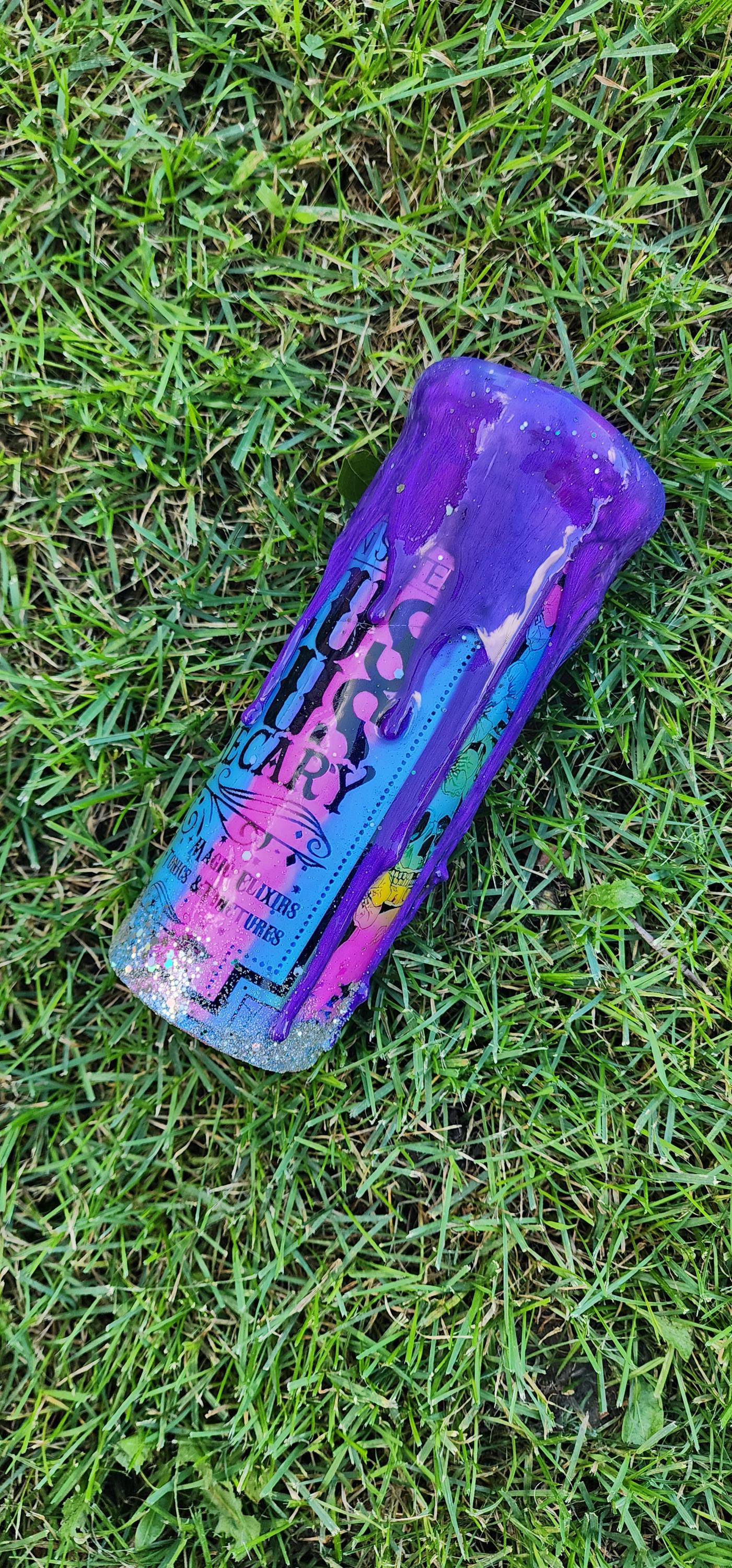 Spooky Season Epoxy Tumbler: Multicolored Bats & Glittery Halloween Cup - Thumbnail 6