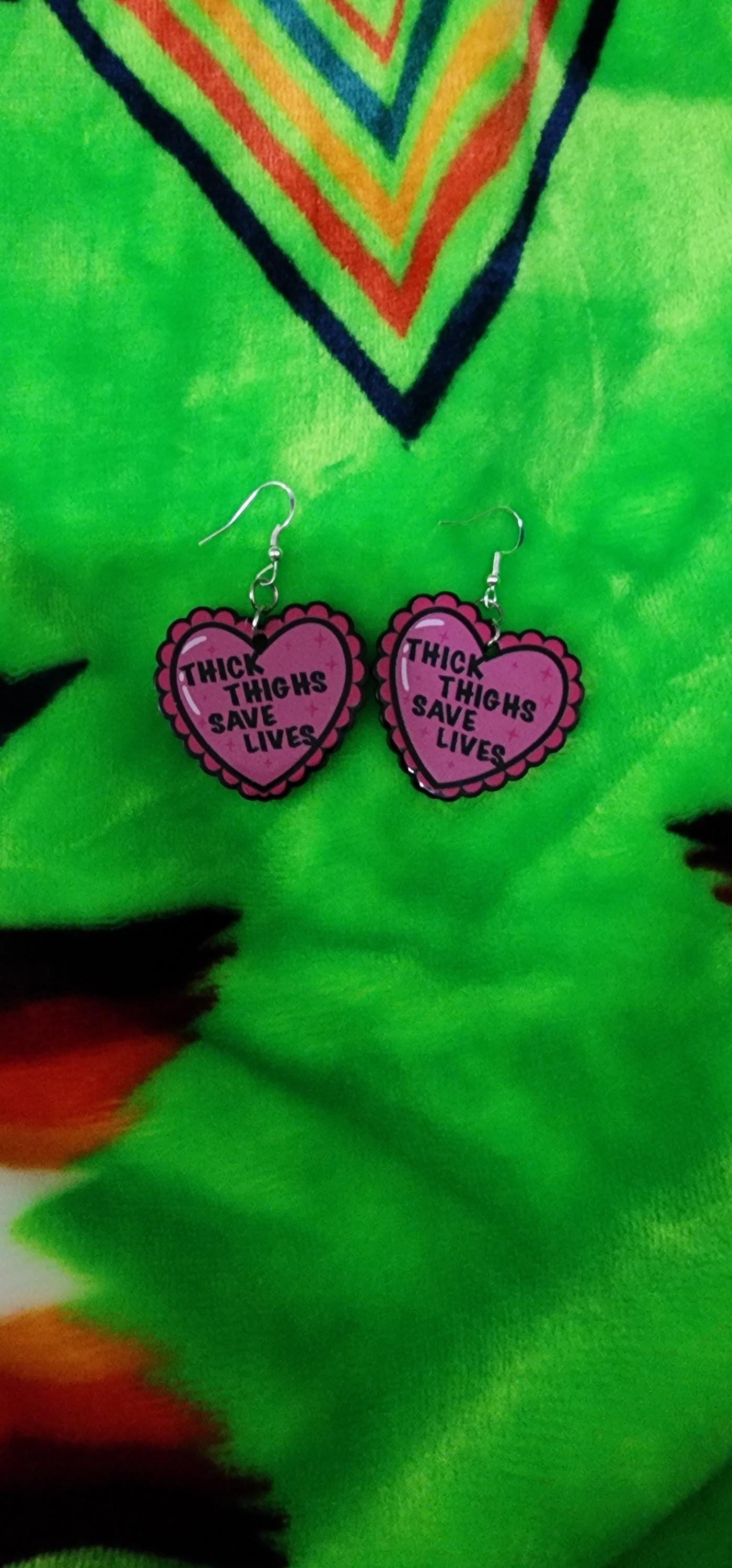Heart Statement Earrings: Body Positive Thick Thighs Jewelry - Thumbnail 3