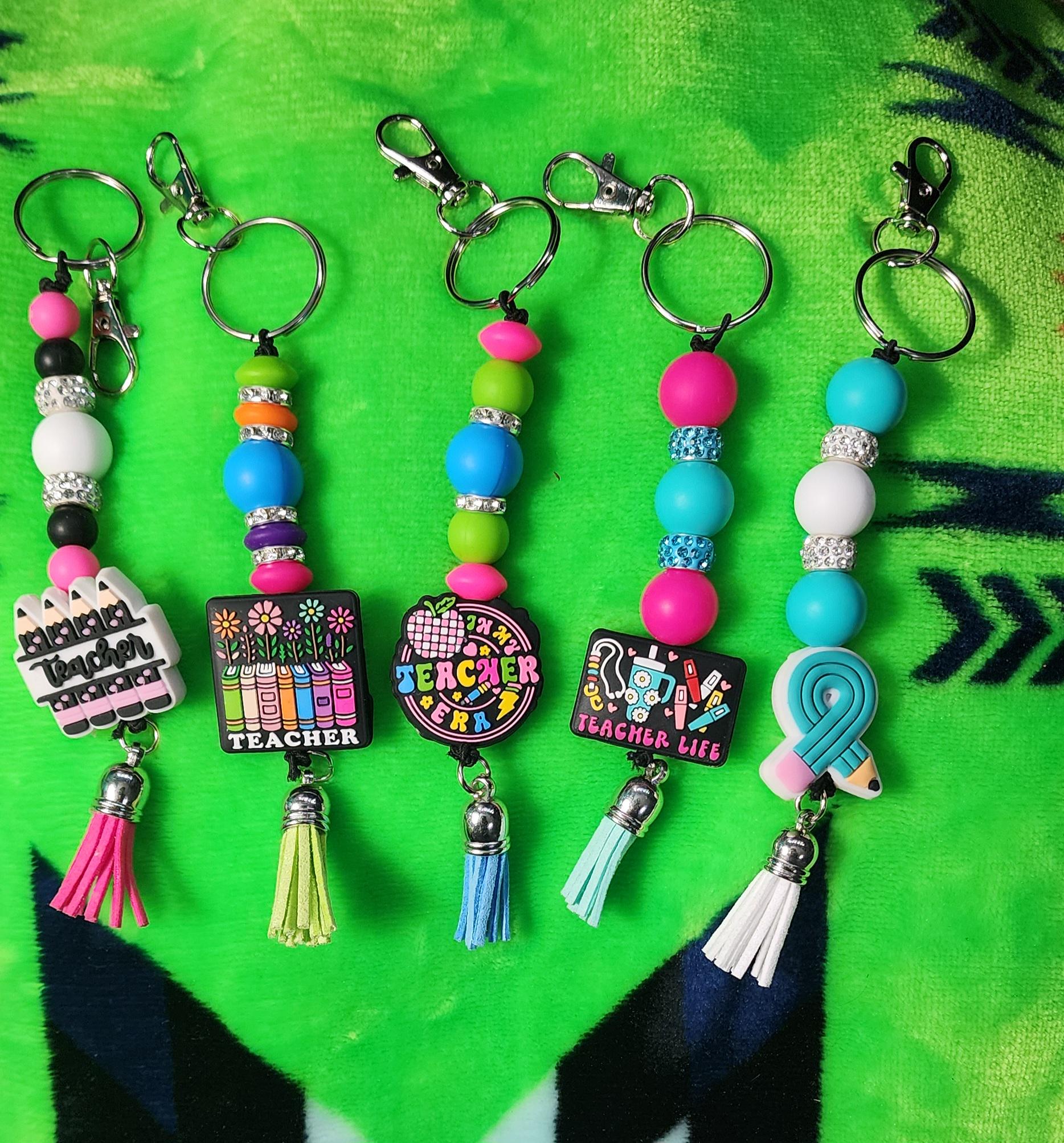 Beaded Teacher Appreciation Keychain: Handmade Educator Gift - Thumbnail 3