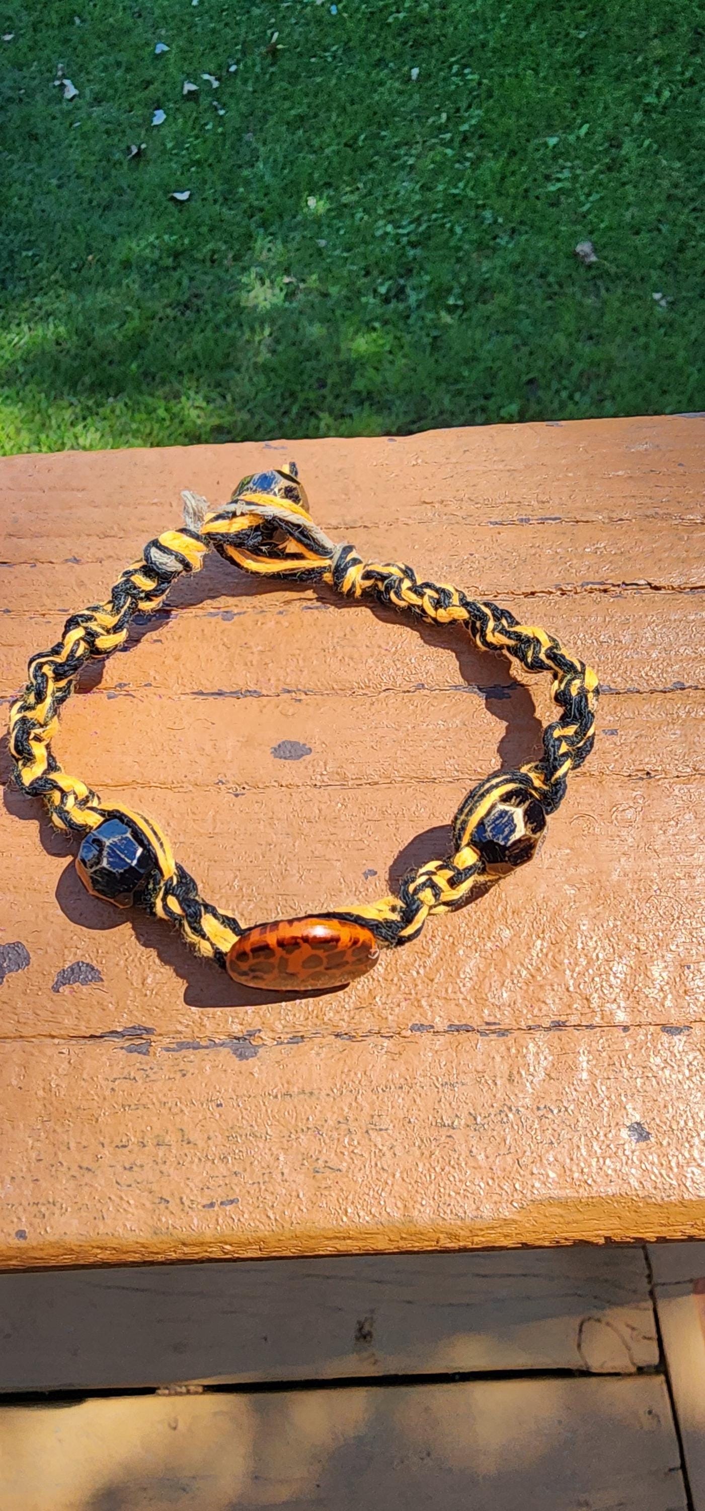 Handmade Hemp Bracelet: Burnt Orange Glass Bead, Boho Gothic Jewelry - Thumbnail 4