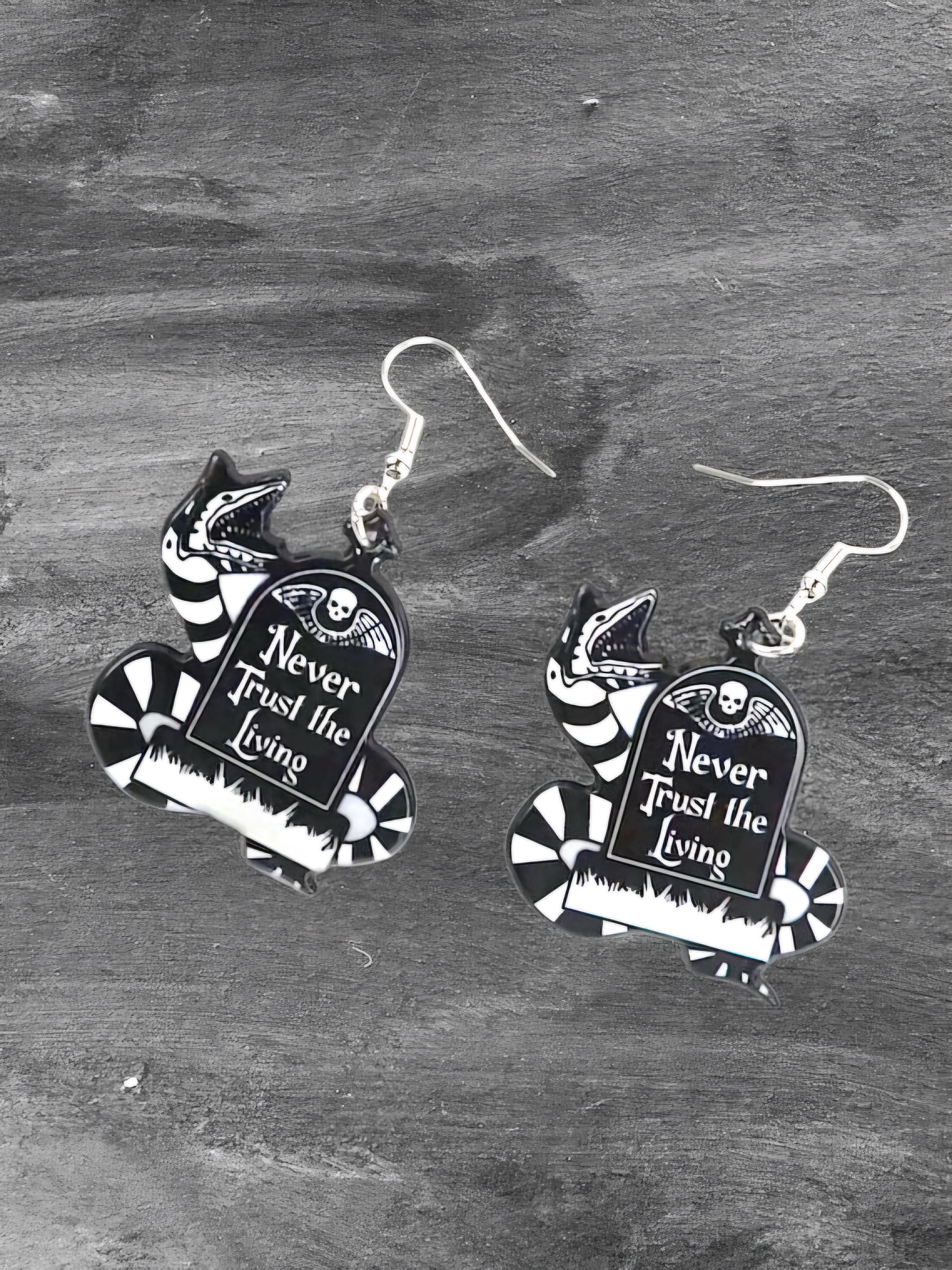 Afterlife Approved – Tombstone Dangle Earrings for the Certified Spooky Babe Who Haunts with Style - Thumbnail 2