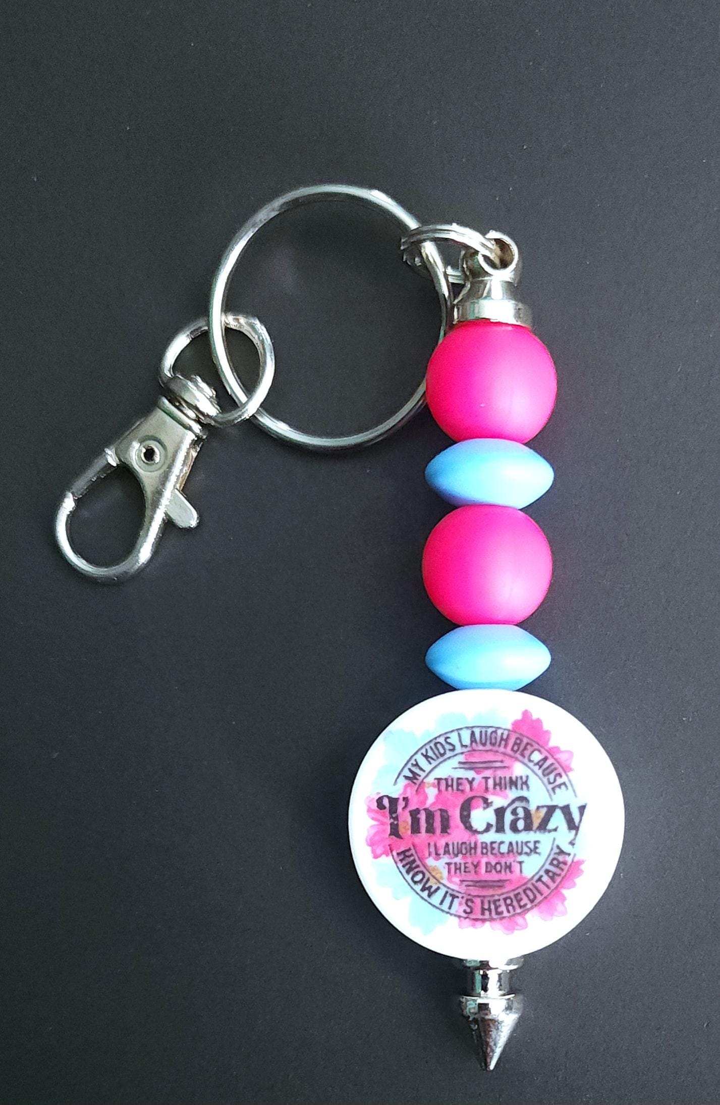 Handmade 'My Kids Laugh' Beaded Keychain - Thumbnail 2