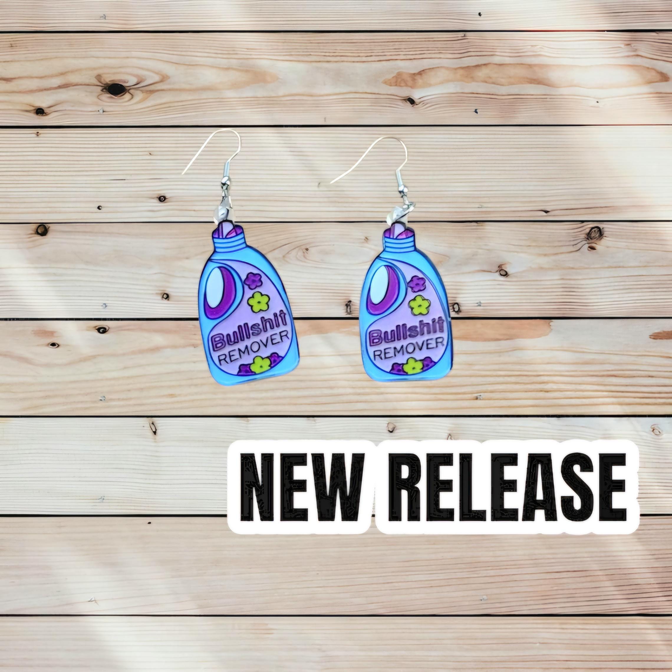 Floral Acrylic Dangle Earrings: Sassy Purple & Blue Statement Jewelry - Thumbnail 4