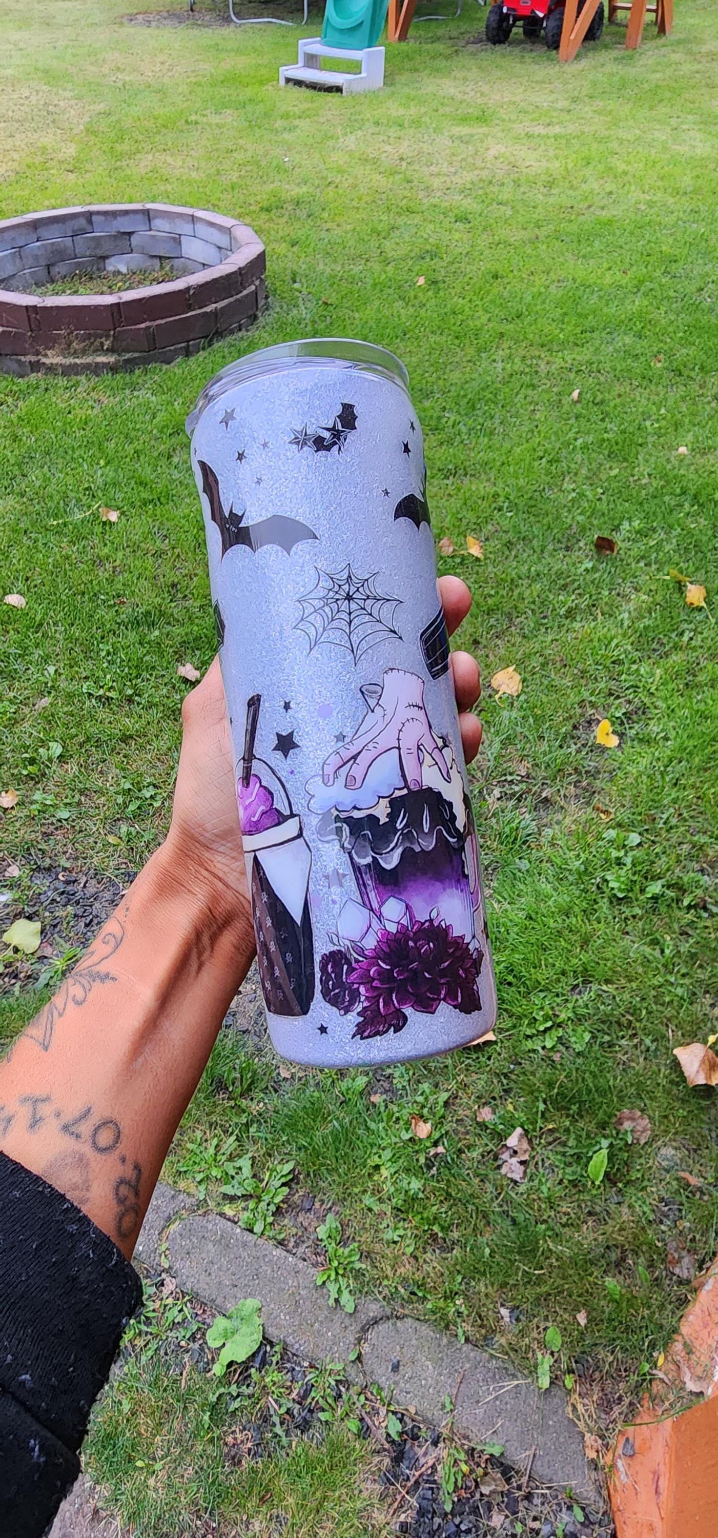 Wednesday Addams Glitter Tumbler – Dark Goth Coffee Mug, Spooky Sassy Halloween Cup - Thumbnail 6