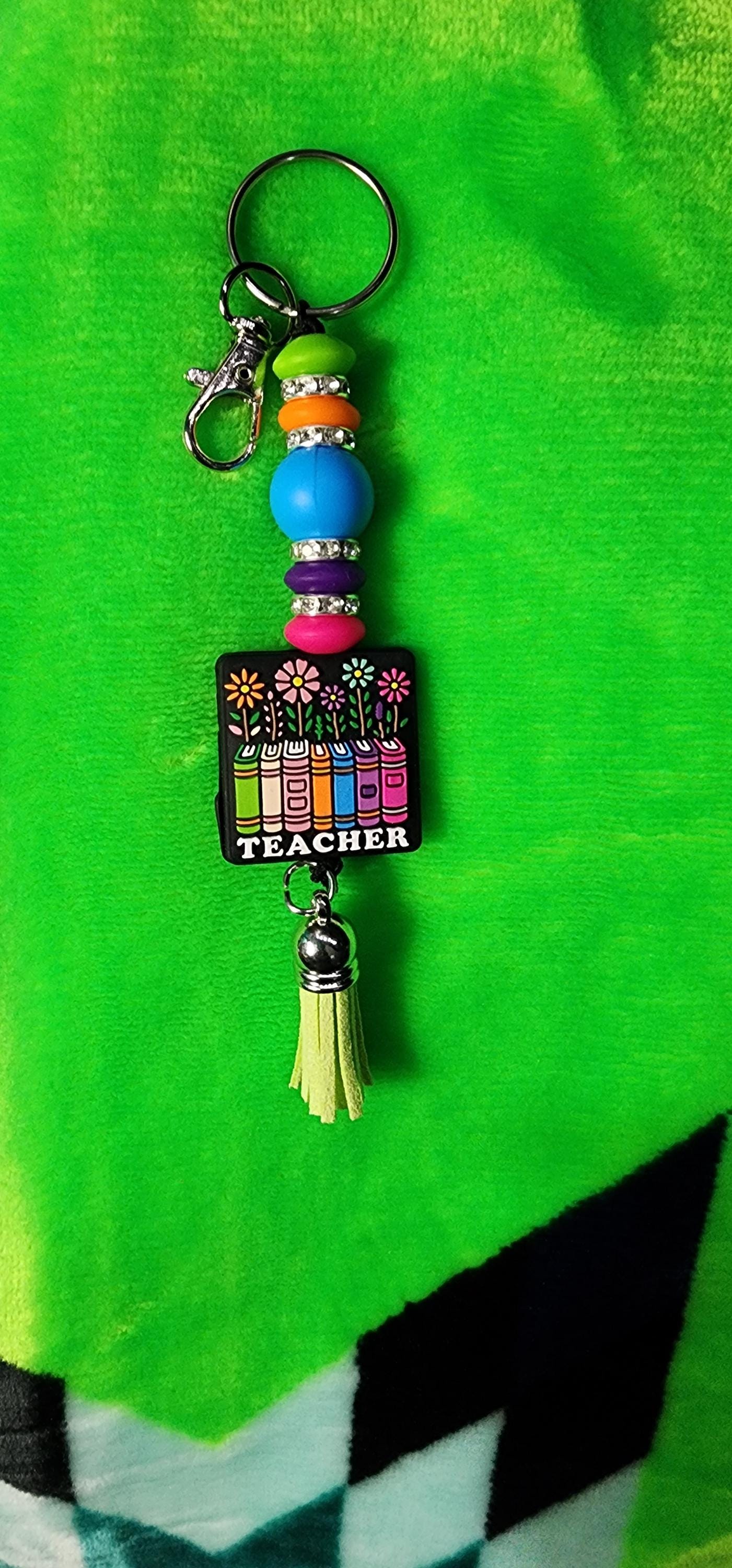 Beaded Teacher Appreciation Keychain: Handmade Educator Gift - Thumbnail 5