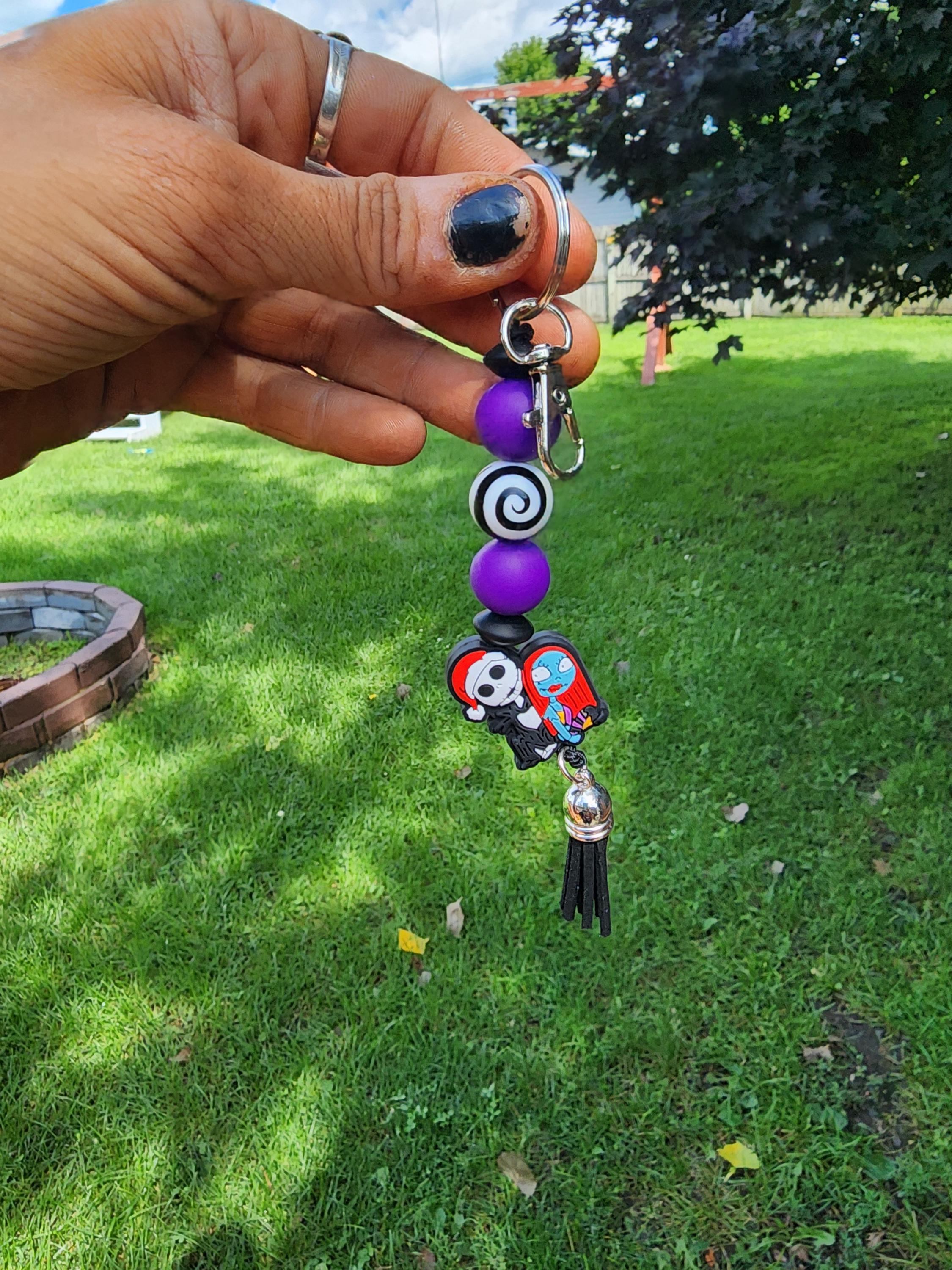 Jack & Sally Keychain: Nightmare Before Christmas Gothic Love Charm - Thumbnail 2