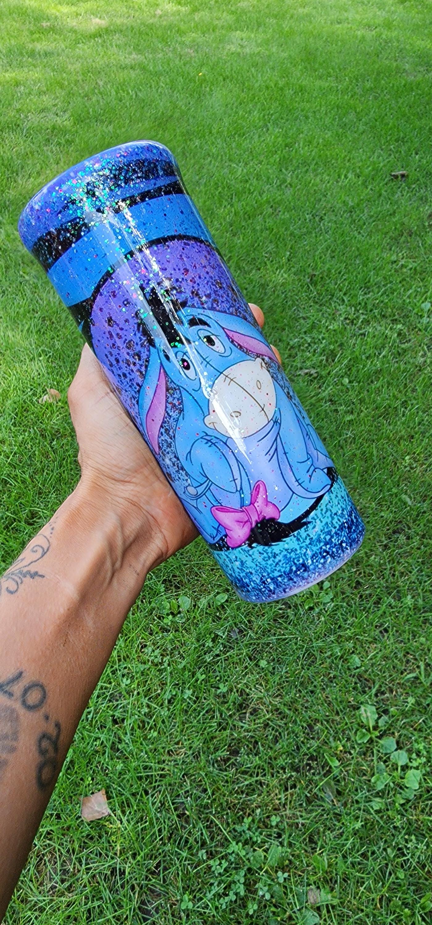 Eeyore Epoxy Tumbler: Handmade Glitter Stainless Steel Winnie the Pooh Cup - Thumbnail 3