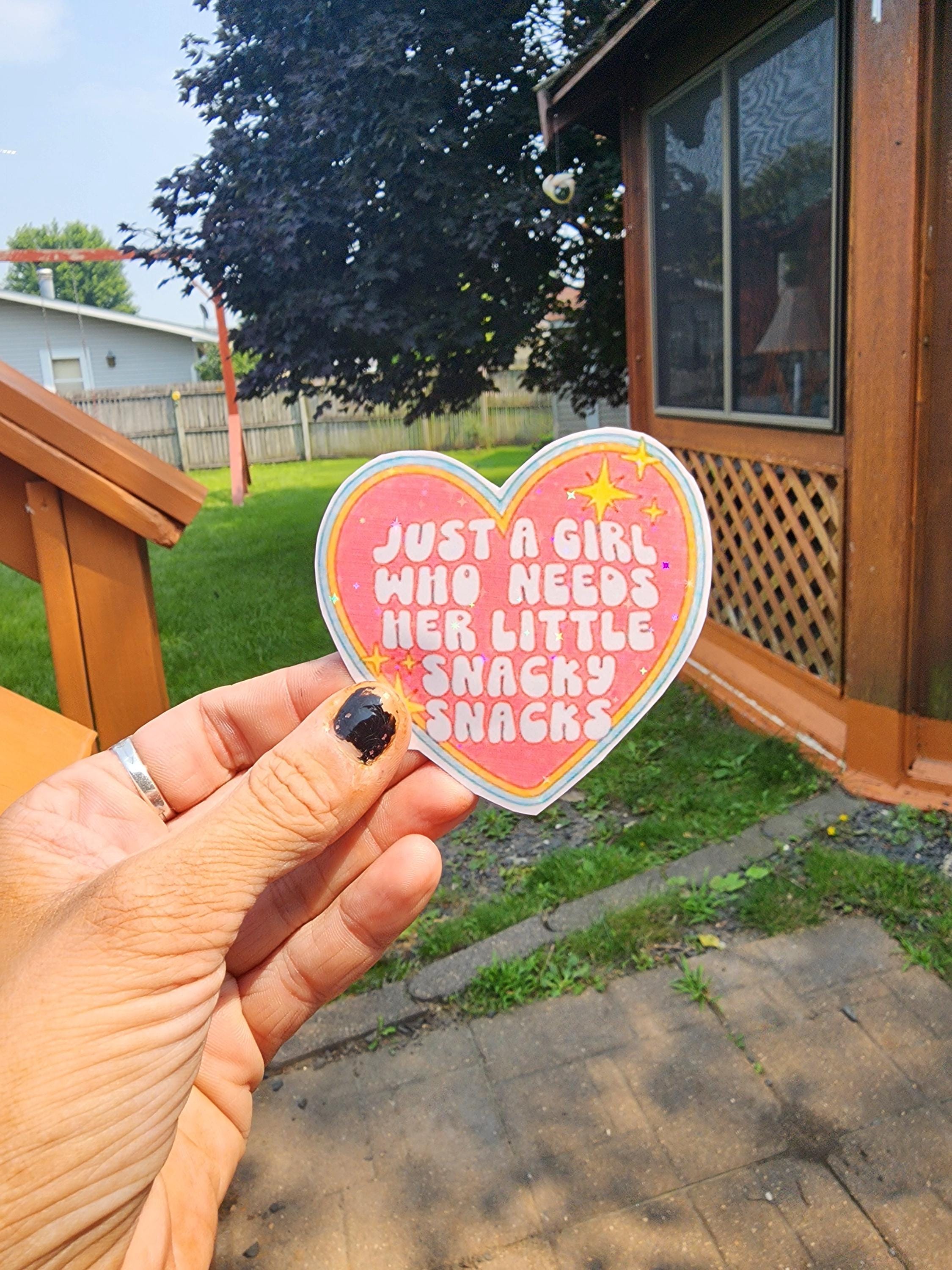 Just a Girl Who Needs Her Little Snacky Snacks – Heart Vinyl Sticker for Foodie Queens - Thumbnail 5