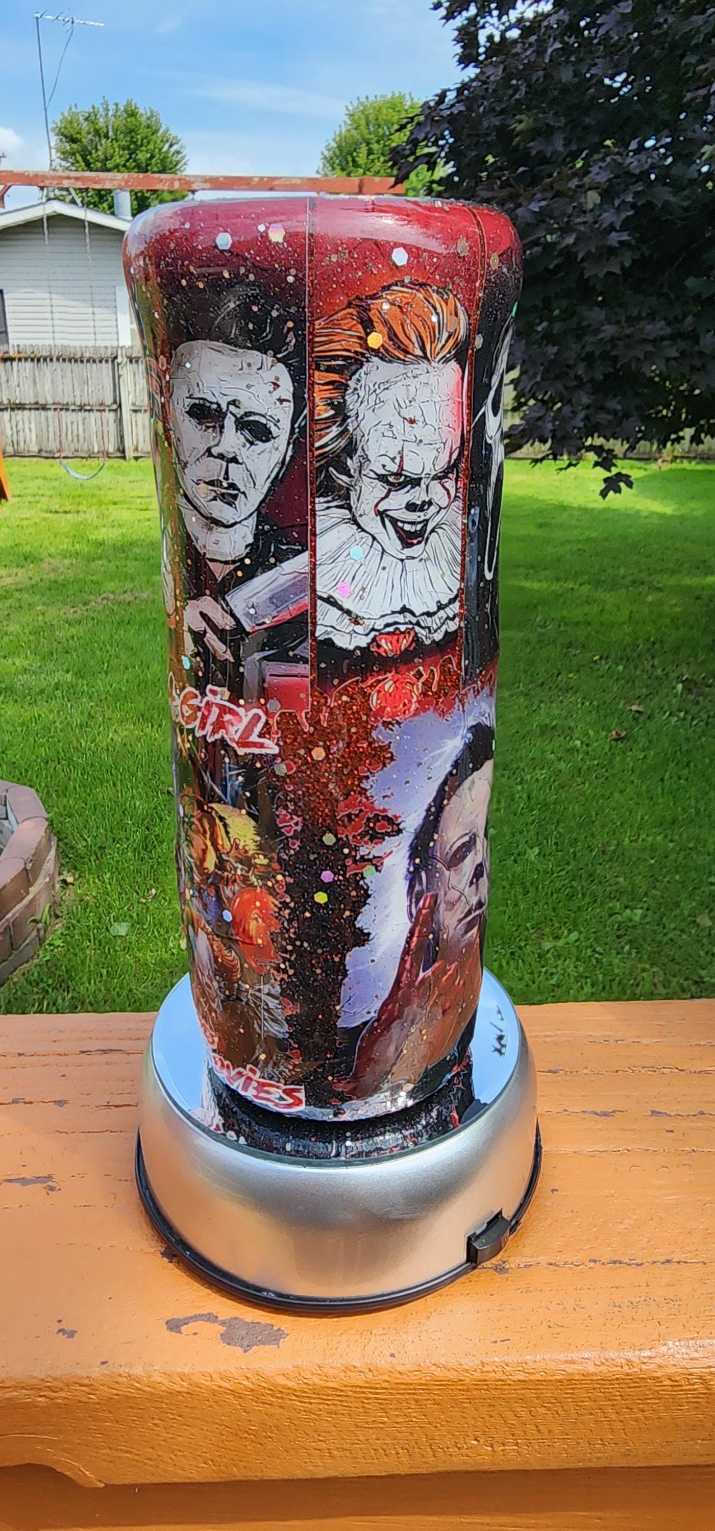 Horror Movie Fan Tumbler: Handmade Glitter 20oz Stainless Steel Cup - Thumbnail 6