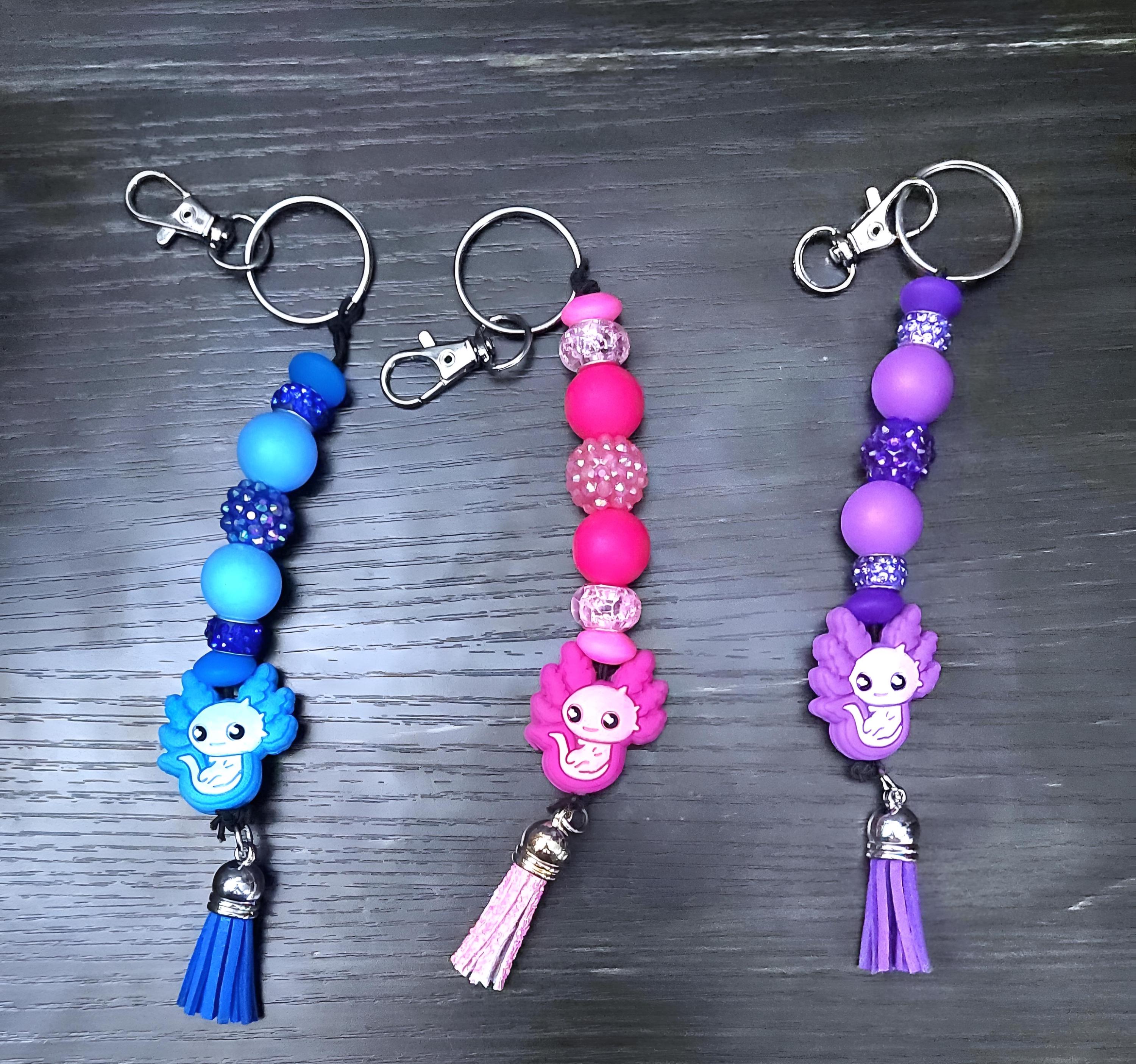 Axolotl Keychain Cute Handmade Resin Charm, Adorable Pet Axolotl Gift, Colorful Aquatic Keyring for Kids & Teens, Unique Animal Accessory