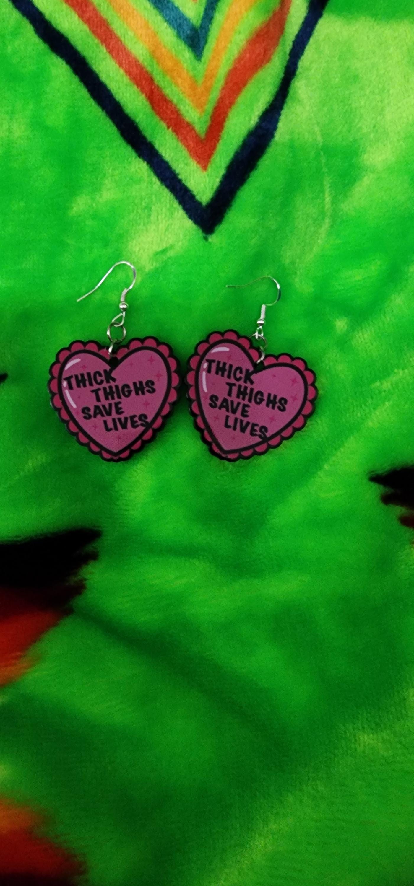 Heart Statement Earrings: Body Positive Thick Thighs Jewelry - Thumbnail 2