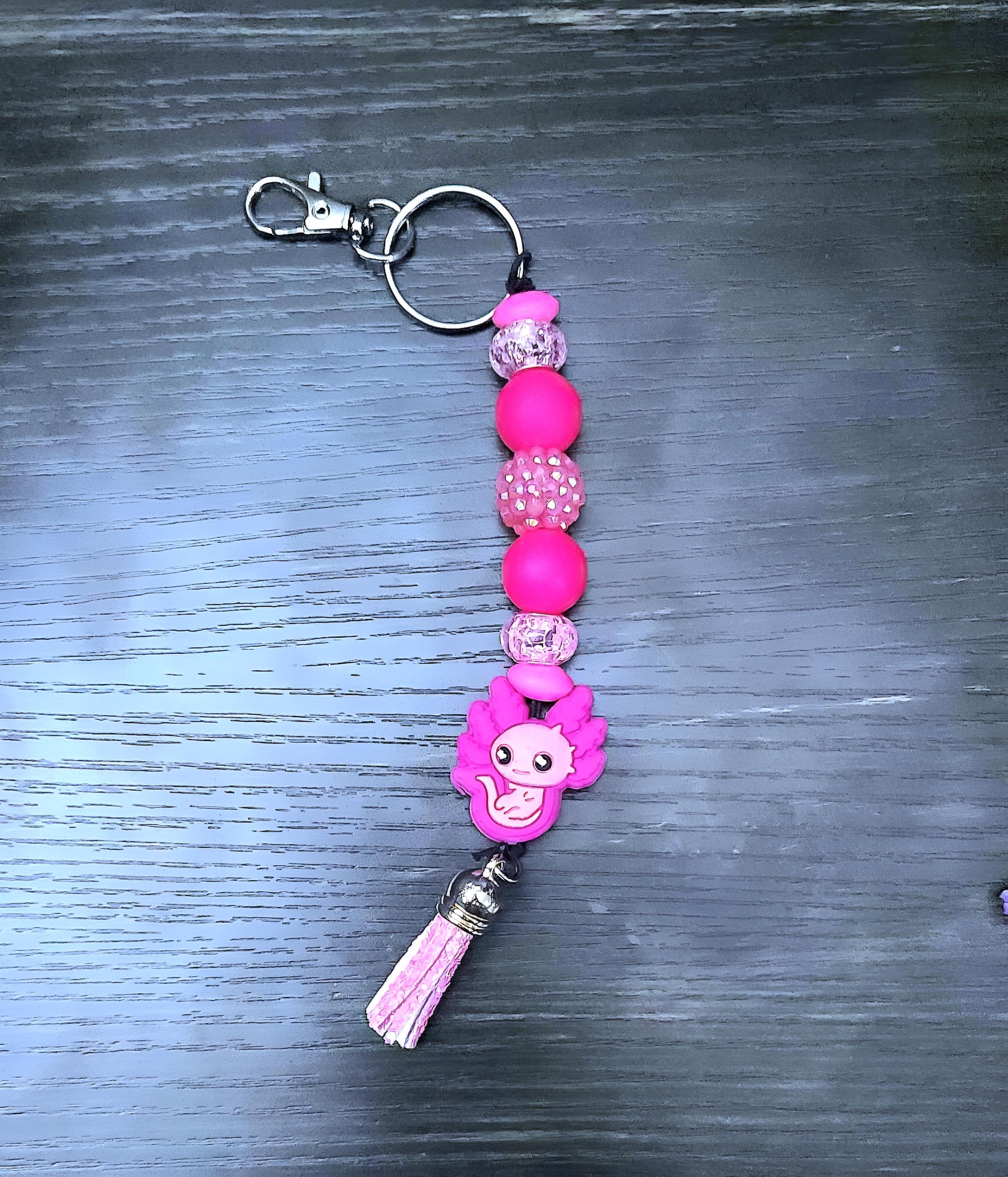 Axolotl Keychain Cute Handmade Resin Charm, Adorable Pet Axolotl Gift, Colorful Aquatic Keyring for Kids & Teens, Unique Animal Accessory - Thumbnail 4