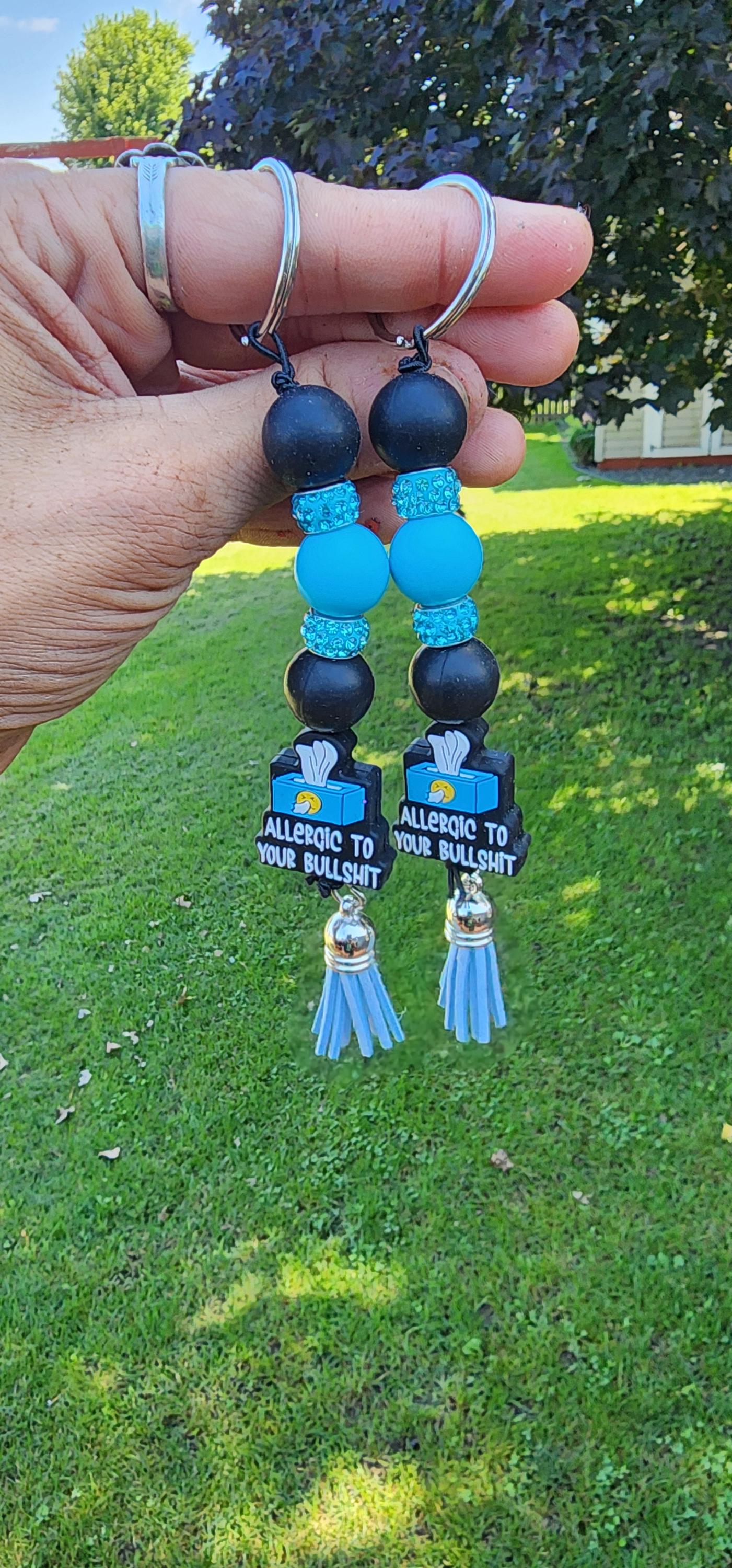 Kleenex Box “Allergic to Your Bullshit” Beaded Keychain – Funny Handmade Gift, Sassy Purse Charm, Statement keychain - Thumbnail 2