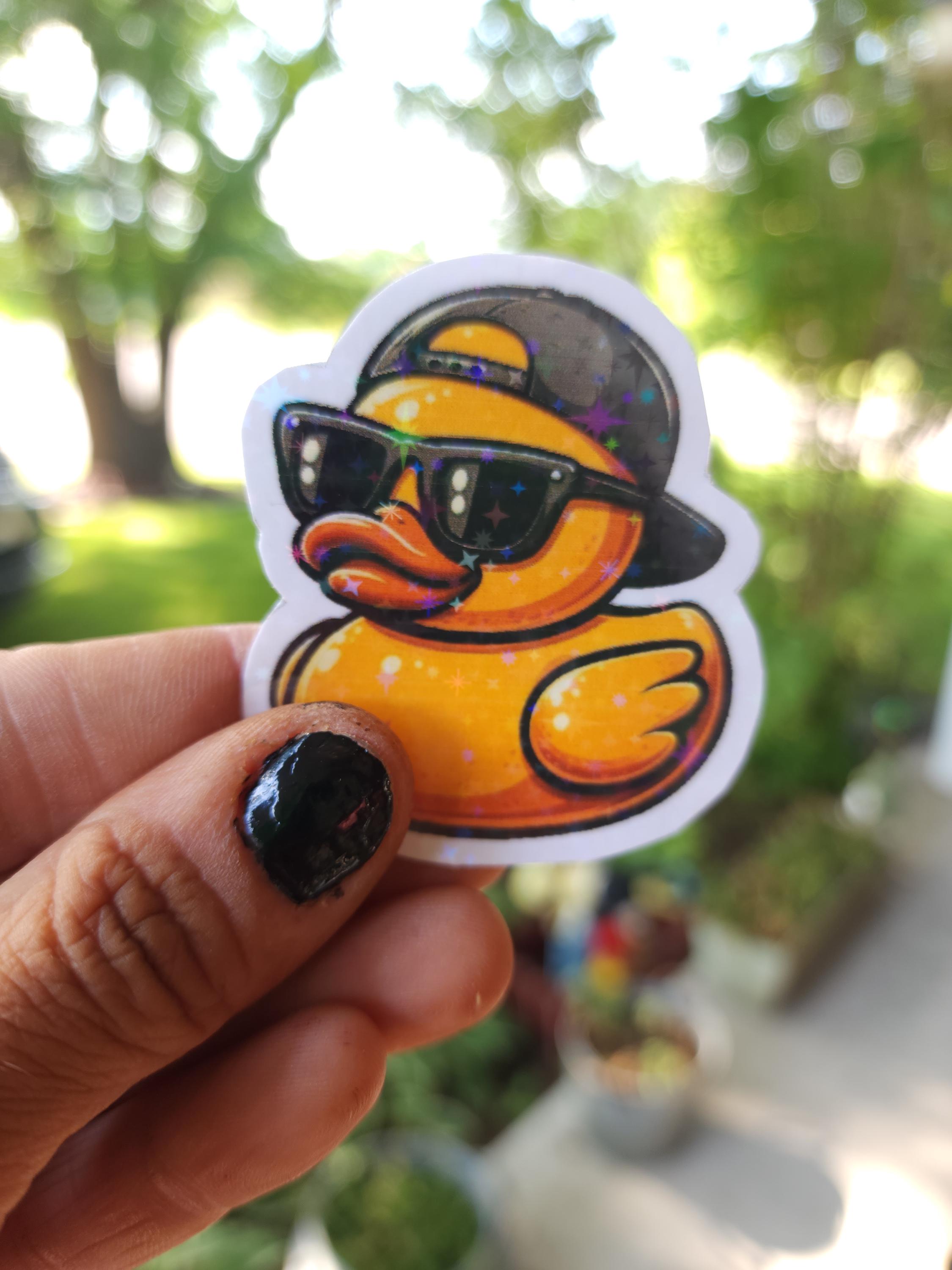 Too Cool for the Tub – Rubber Ducky Vinyl Sticker with Backwards Hat & Shades | Funny Waterproof Sticker for Laptops and Water Bottles - Thumbnail 3