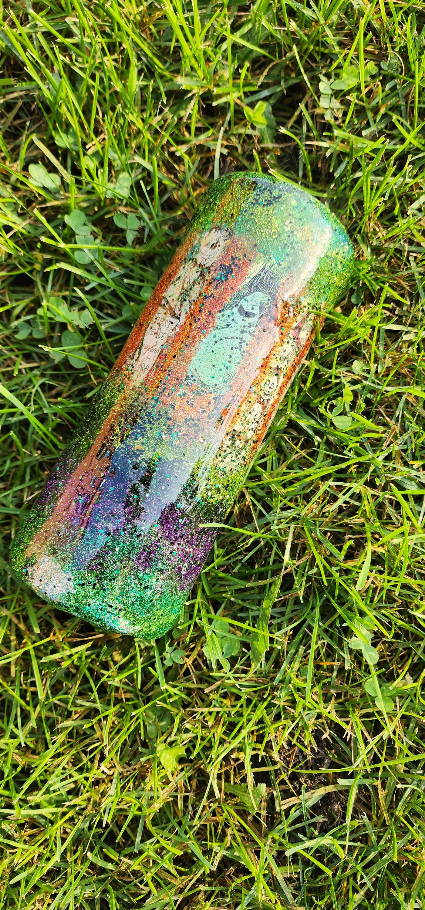 Nightmare Before Christmas Glitter Tumbler: Handmade Epoxy Stainless Steel Cup - Thumbnail 6