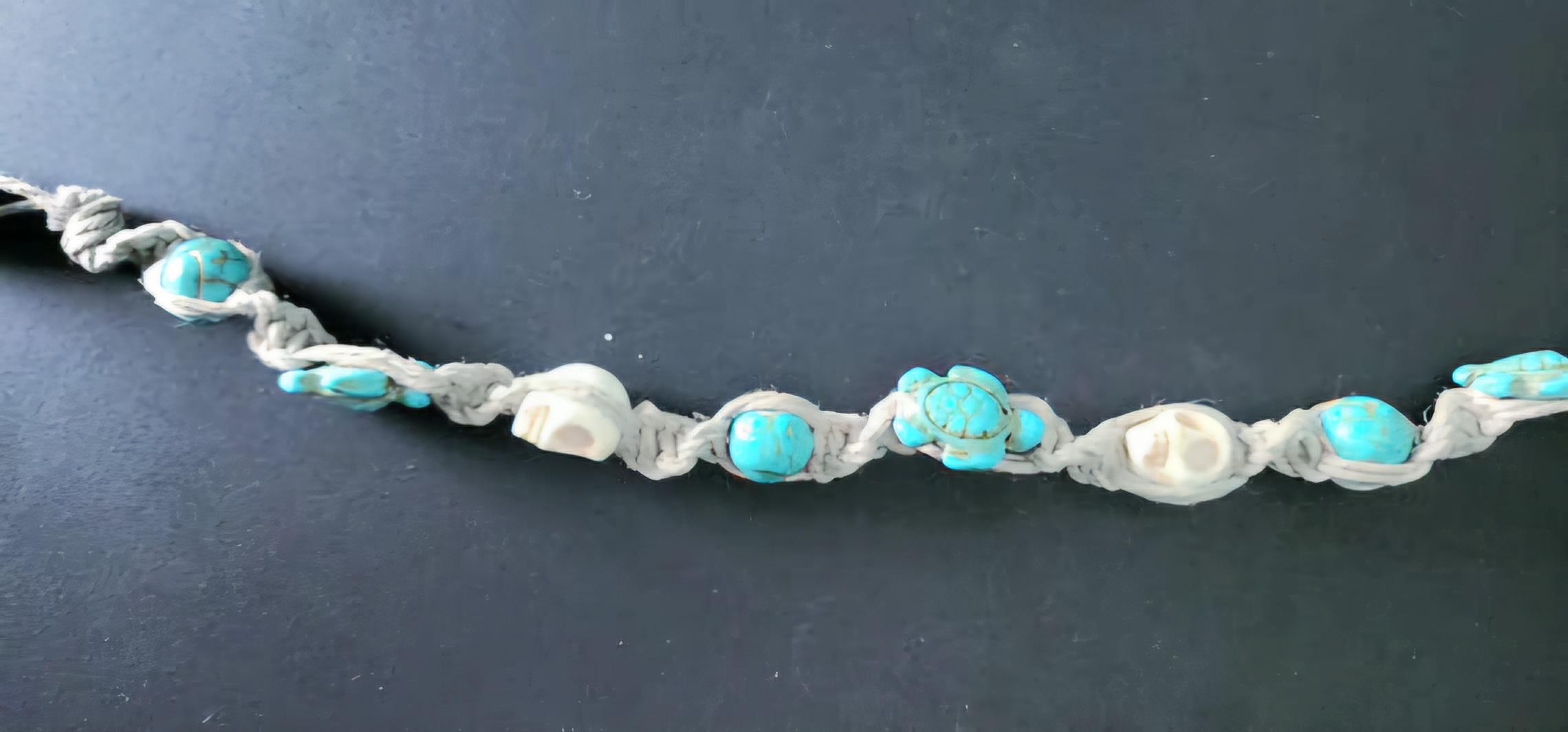 Handmade Turtle and Skull Anklet - Thumbnail 5