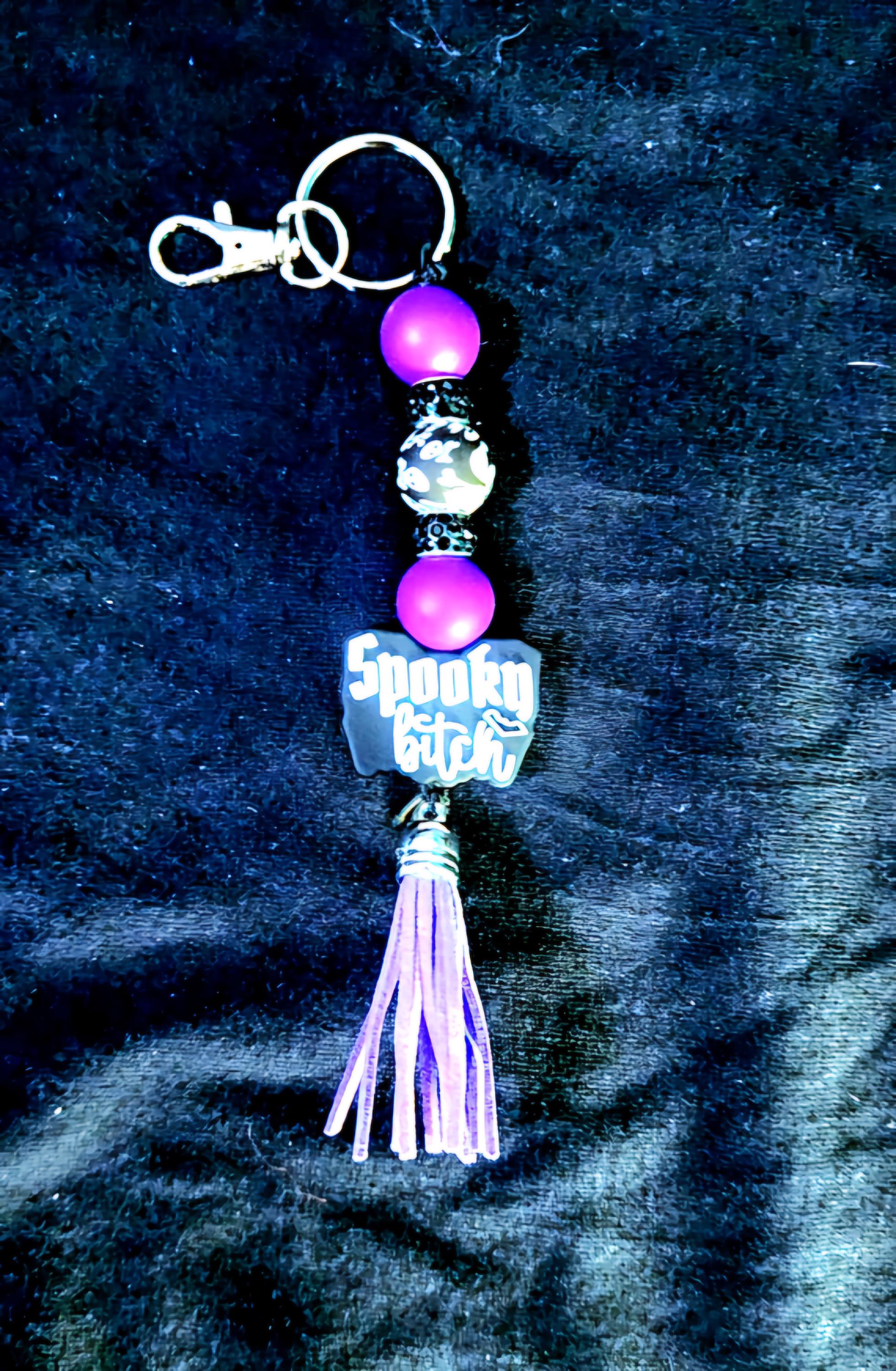 Spooky B*tch Beaded Keychain with Tassel - Thumbnail 5
