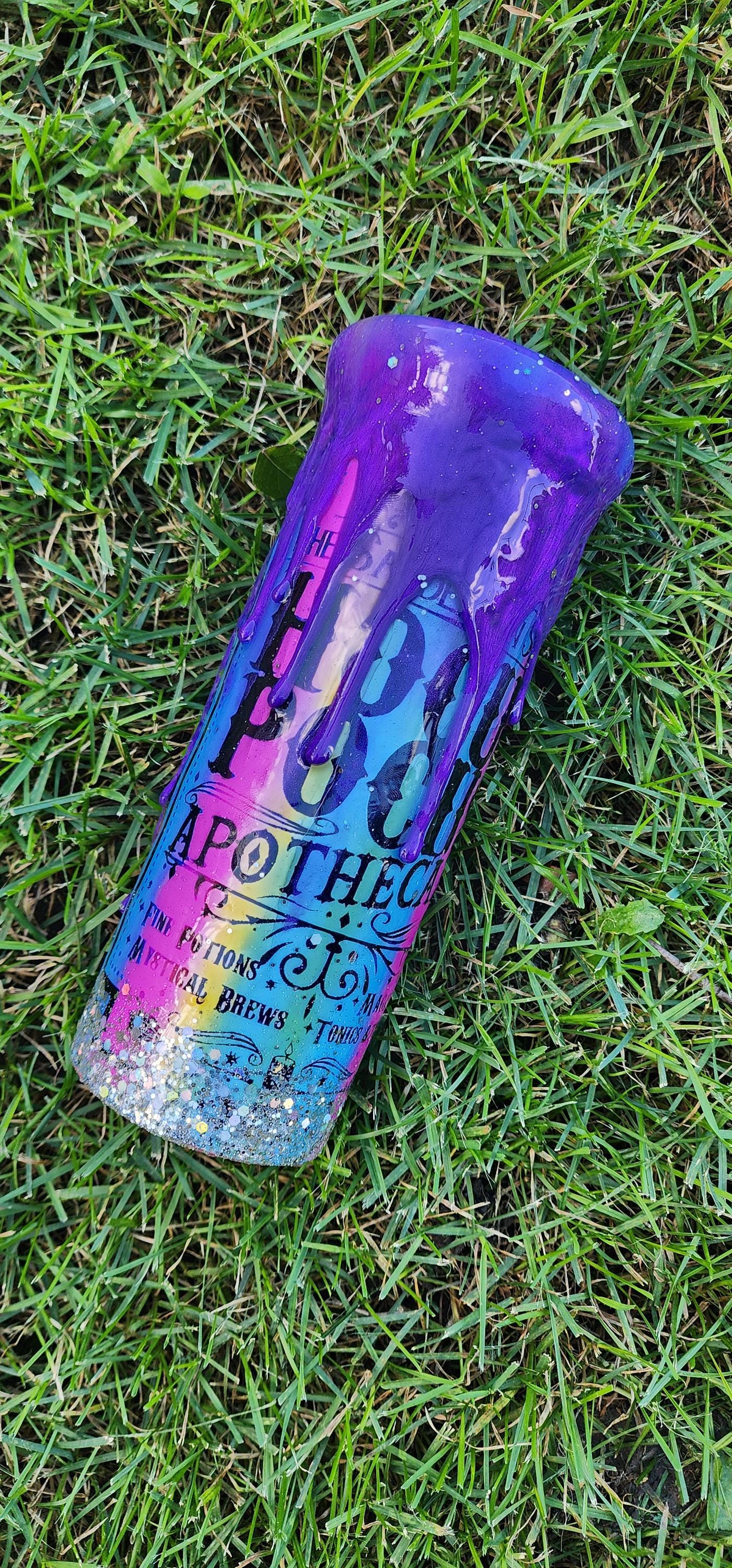Spooky Season Epoxy Tumbler: Multicolored Bats & Glittery Halloween Cup - Thumbnail 5