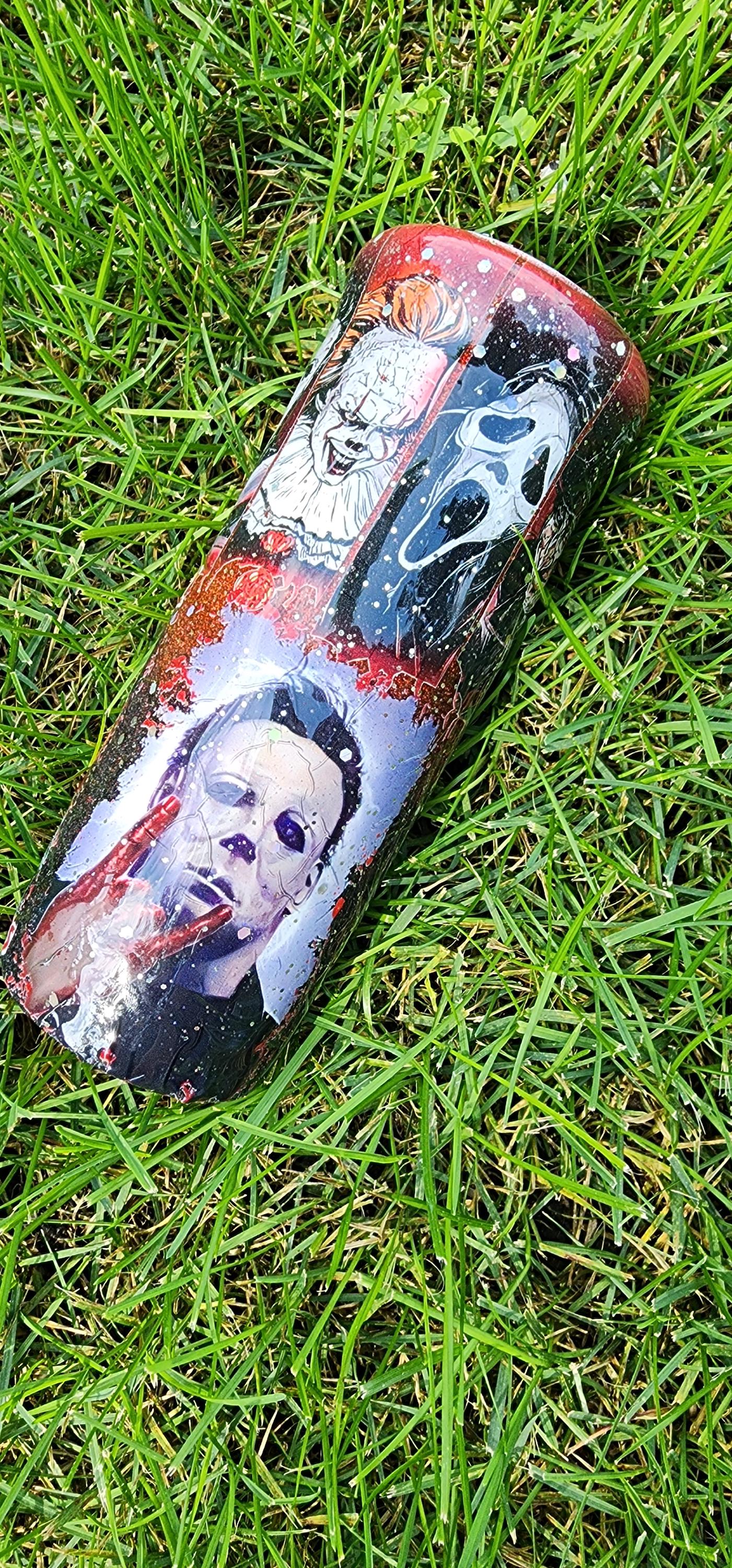 Horror Movie Fan Tumbler: Handmade Glitter 20oz Stainless Steel Cup - Thumbnail 3