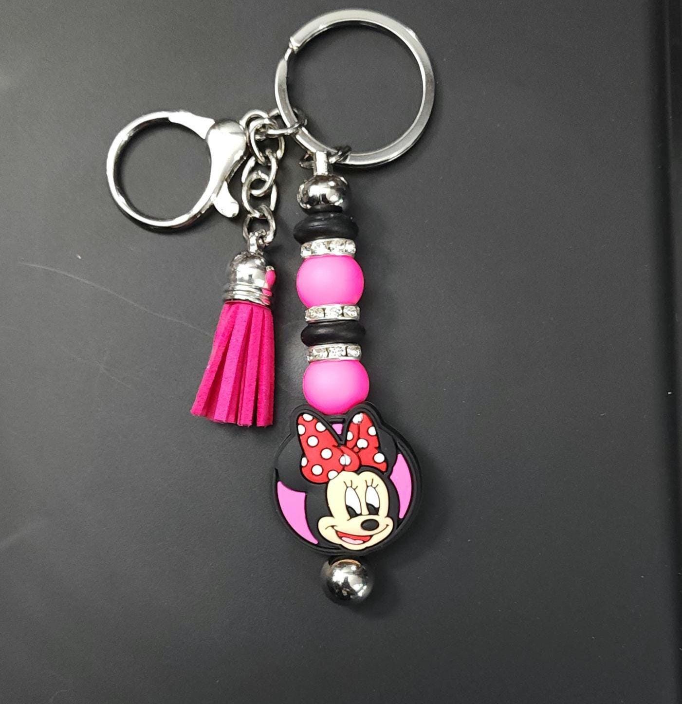 Handmade Minnie Mouse Keychain: Pink Tassel Charm - Thumbnail 3